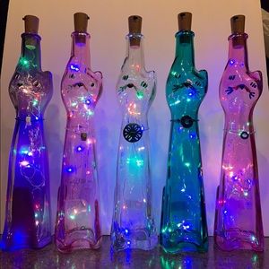 Happy Cat German wine bottle art